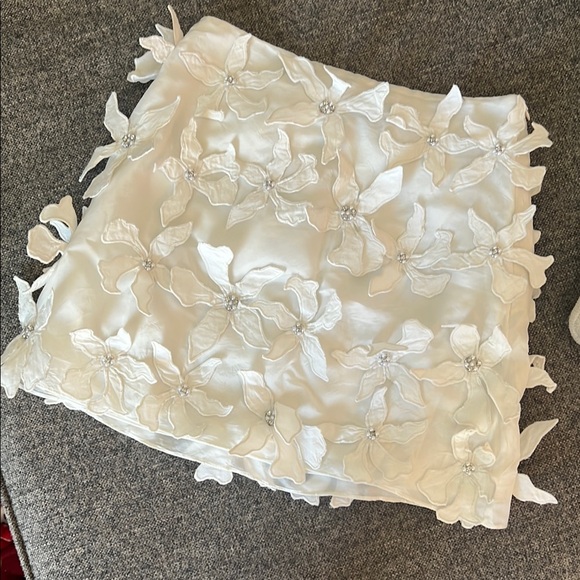 Zara Dresses & Skirts - Zara White Skirt with Floral Details